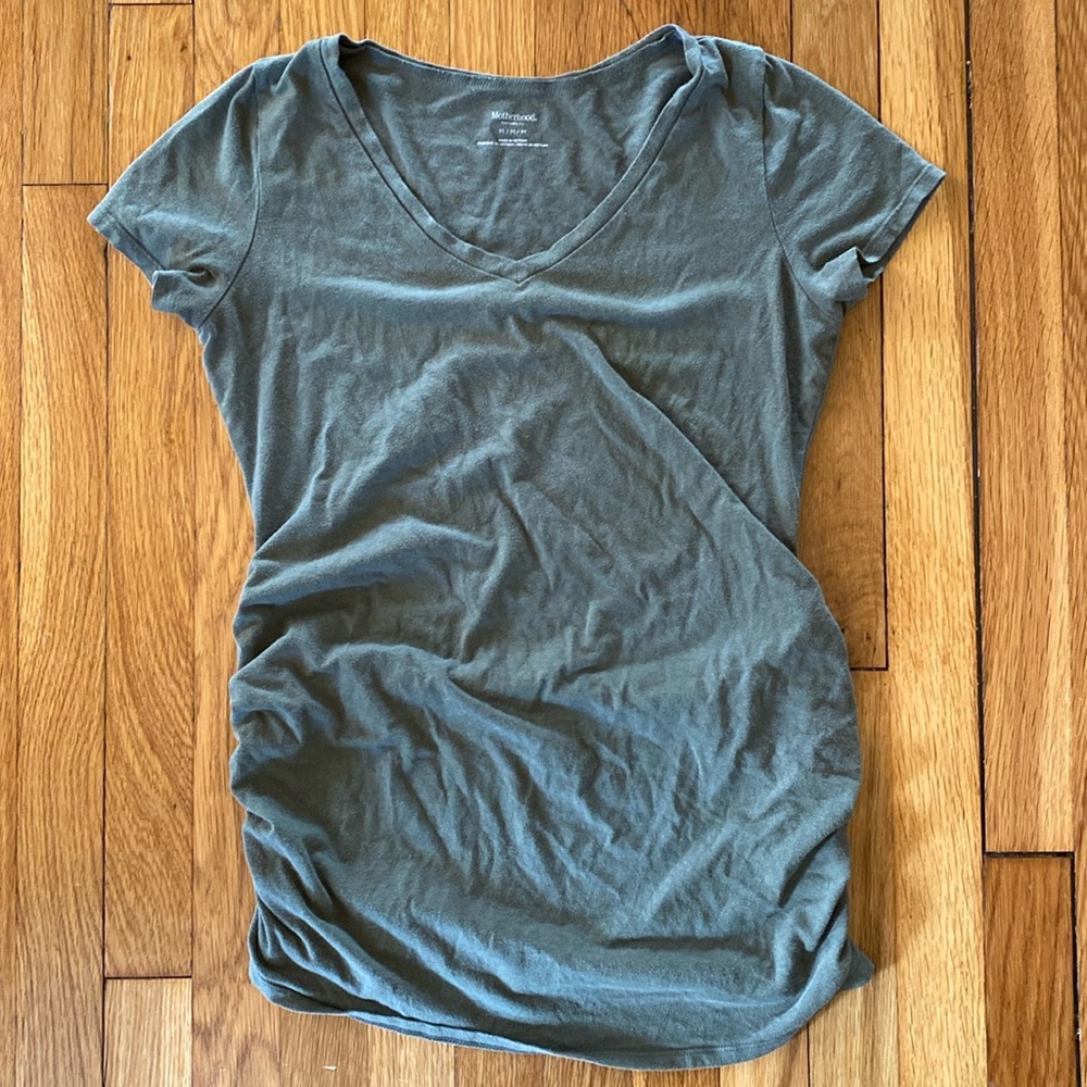Motherhood Maternity short-sleeved, olive green v-neck, M